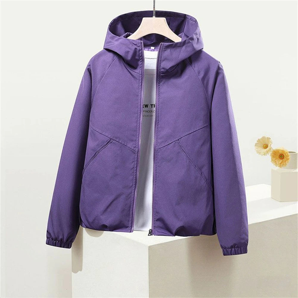 VYRENA Hooded Windbreaker Coat | Women's Spring Autumn Jacket