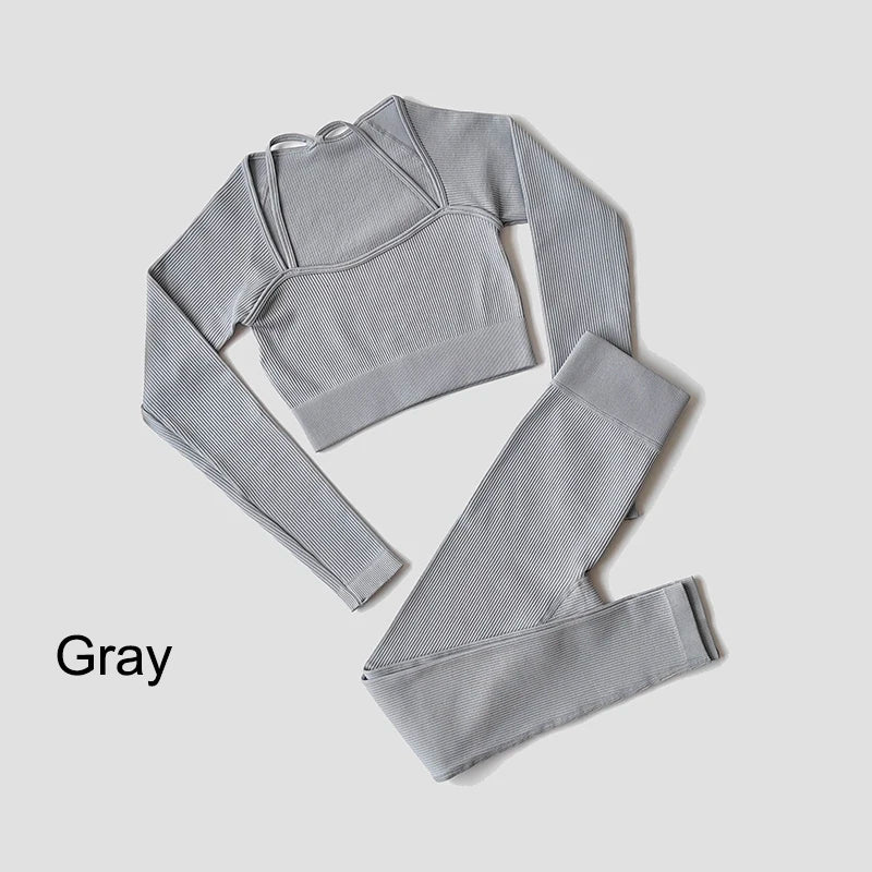 VYRENA Seamless Set — Sports Bra, Crop Top & Leggings
