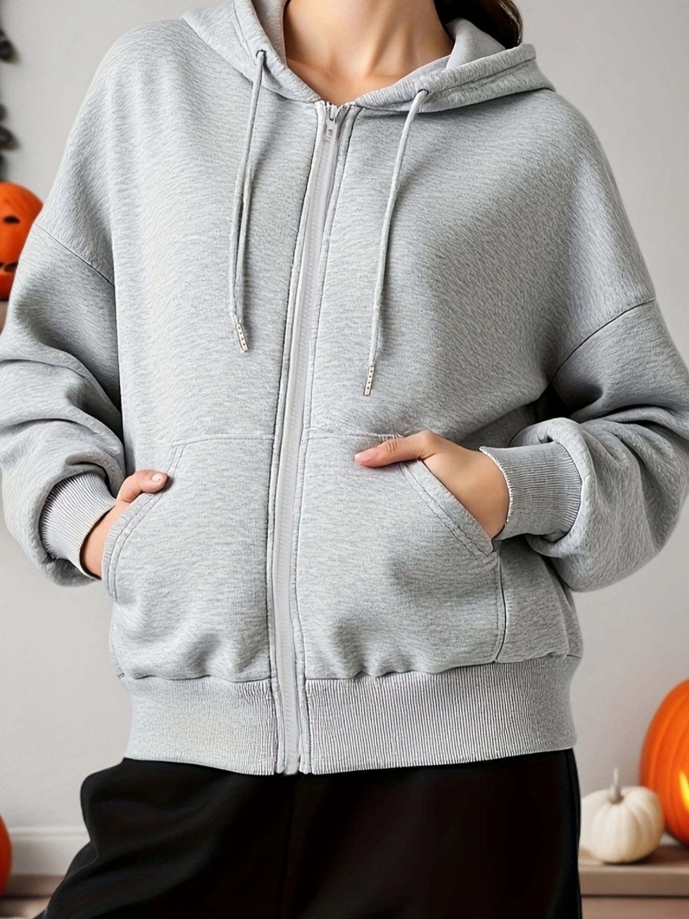 VYRENA Zip Pocket Oversized Hoodie | Women's Pullover Gym Sweatshirt