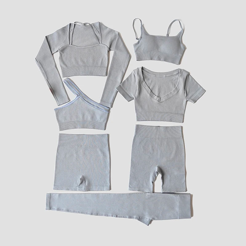 VYRENA Studio Set — Seamless Sports Bra, Crop Top & Leggings