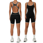 QS2603 Summer New Back Hollow Out Color Blocking Sports Jumpsuit Women With Chest Pad High-Intensity Yoga Fitness Jumpsuit