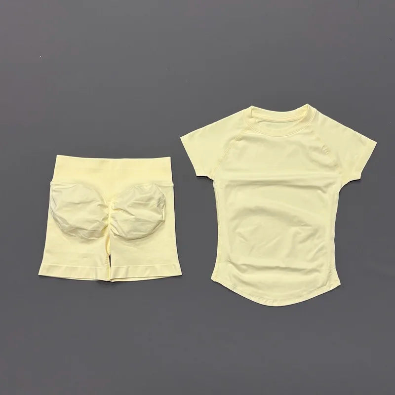 VYRENA Active Set — Short Sleeve Sports Bra & Shorts