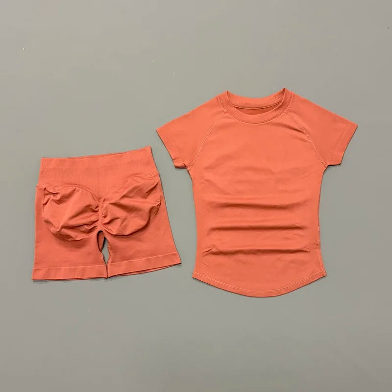 VYRENA Active Set — Short Sleeve Sports Bra & Shorts