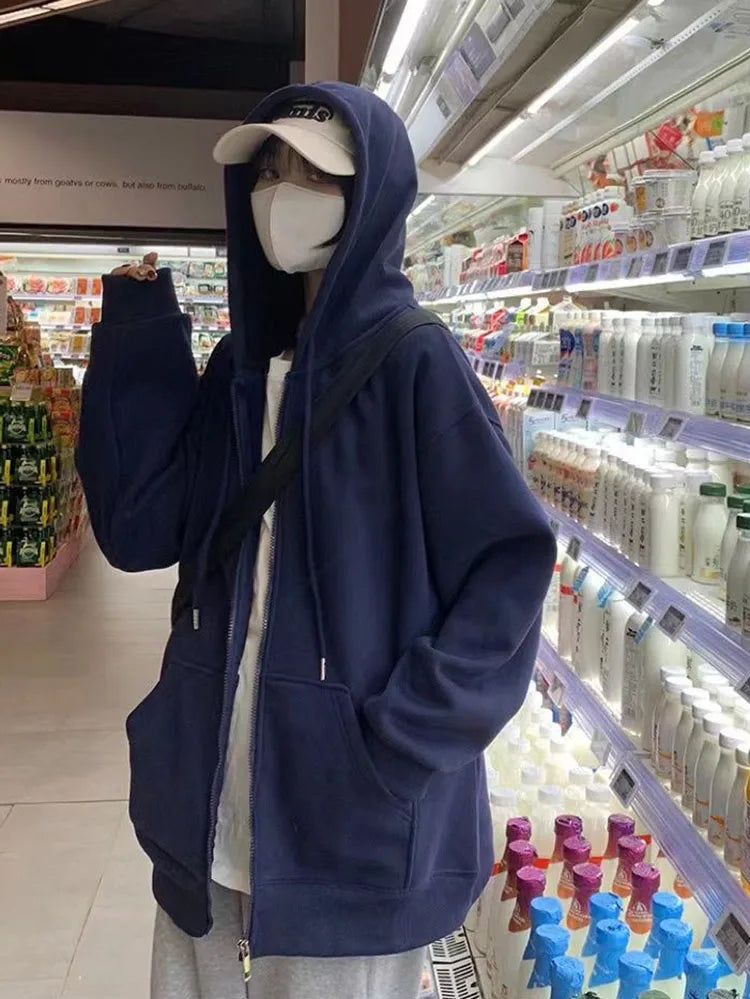 VYRENA Oversized Zip-Up Hoodie | Women's Long Sleeve Hooded Sweatshirt