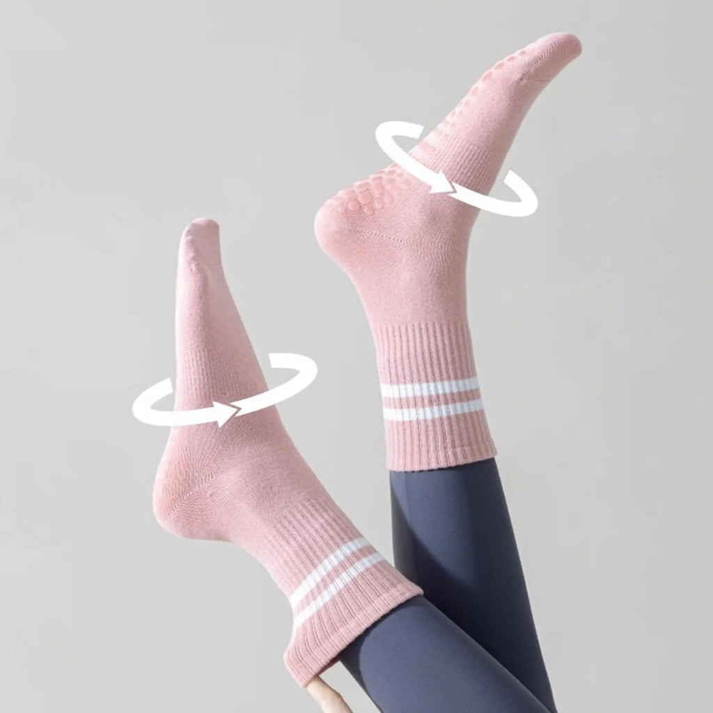 Women's Pilates Grip Socks 2 Pack - Non-Slip Yoga Socks for Barre & Gym