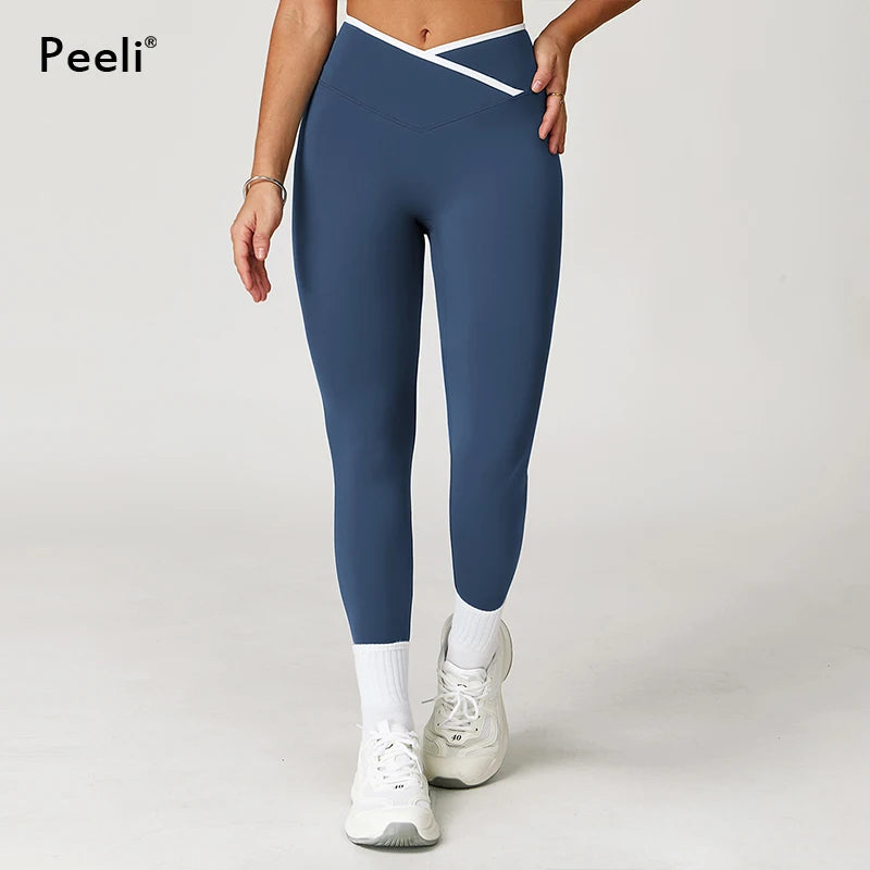 V Waist Gym Leggings Women High Waist Yoga Pants Scrunch Bum Seamless Yoga Leggings Workout Pants Sports Leggings Fitness Tights