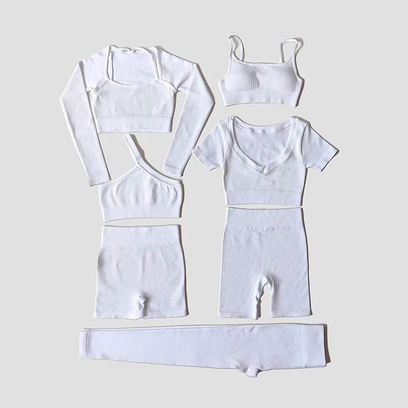 VYRENA Studio Set — Seamless Sports Bra, Crop Top & Leggings