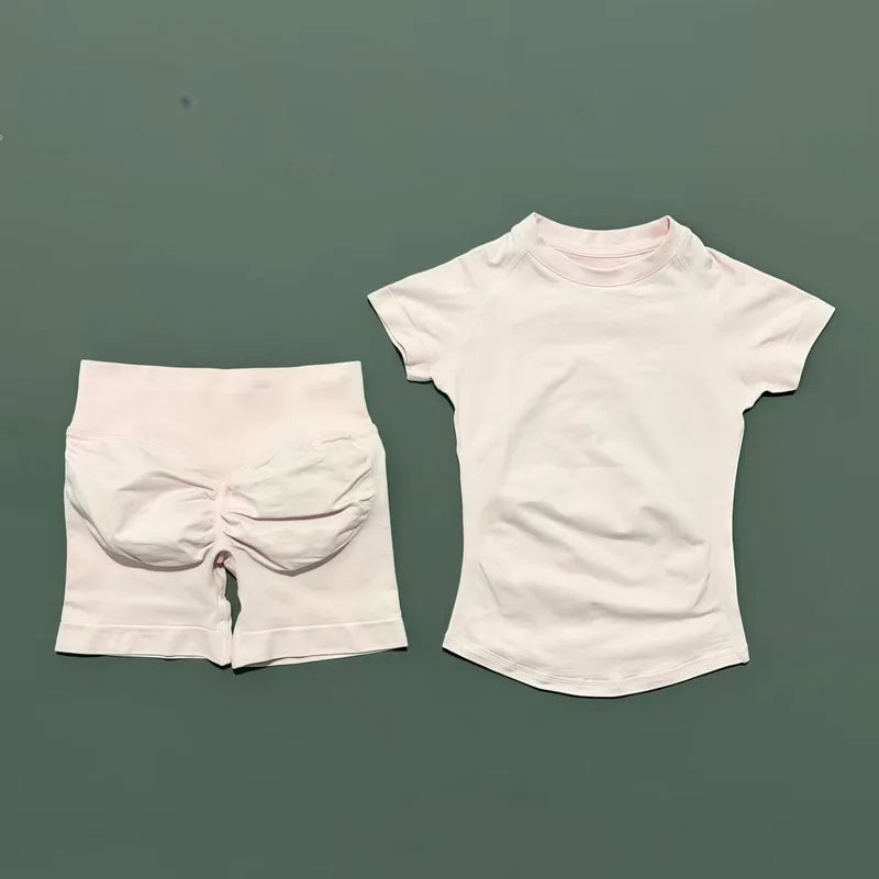 VYRENA Active Set — Short Sleeve Sports Bra & Shorts