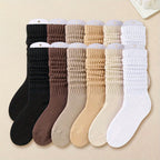 6 pairs of women's mid leg pleated socks, suitable for casual clothing, daily comfortable and soft texture