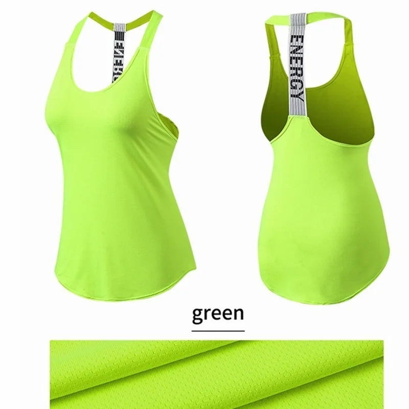 VYRENA Letter Gym Vest — Women's Sleeveless Backless Yoga Top