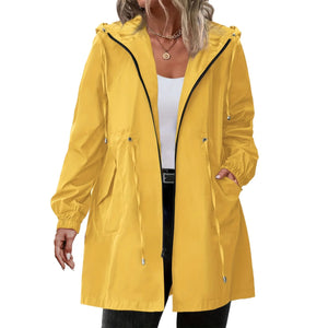 Vyrena Hooded Trench Coat Long Casual Windbreaker