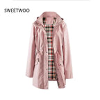 VYRENA Plaid Lined Trench Coat | Women's Water Repellent Long Jacket