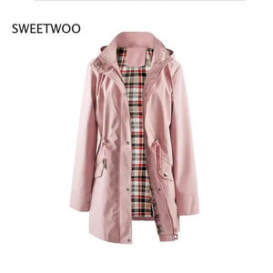 Vyrena Plaid Lined Trench Coat Water Repellent