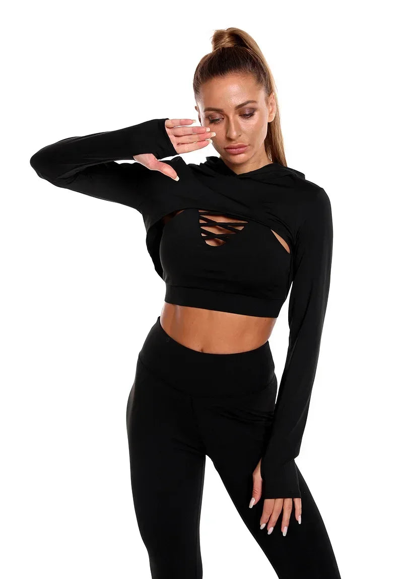 VYRENA Studio Hoodie Set — 3-Piece Women's Gym Tracksuit