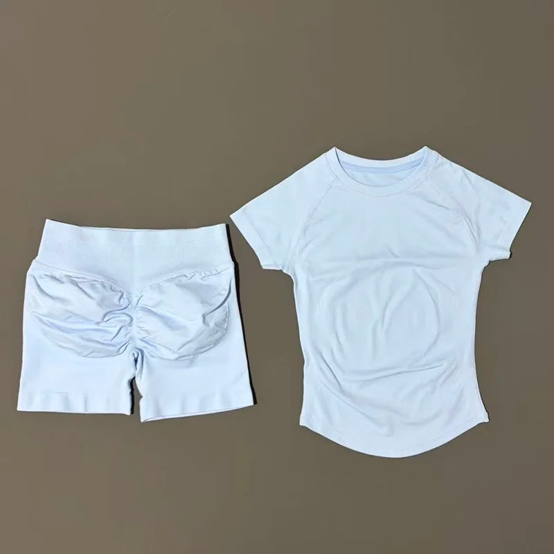 VYRENA Active Set — Short Sleeve Sports Bra & Shorts