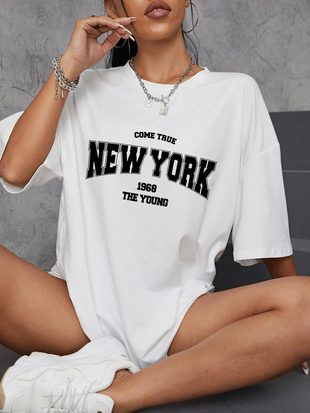 VYRENA Oversized Graphic T-Shirt — Women's Casual Sports Tee