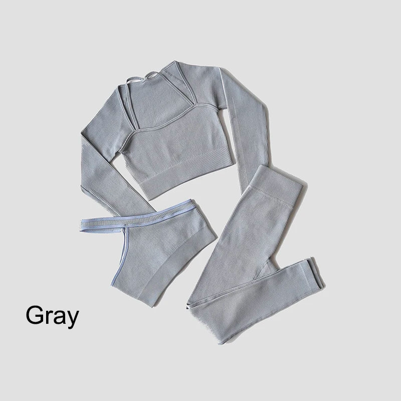 VYRENA Seamless Set — Sports Bra, Crop Top & Leggings