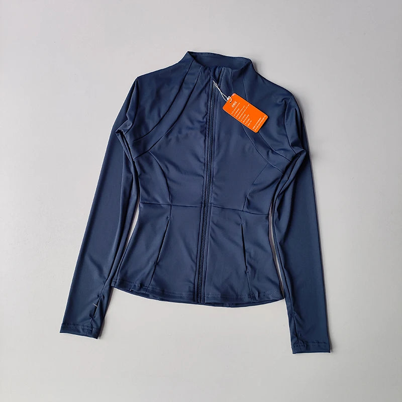 VYRENA Slim Zip Gym Jacket | Women's Long Sleeve Workout Cardigan