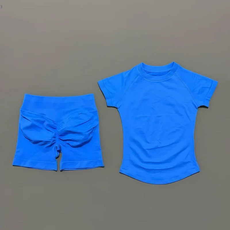 VYRENA Active Set — Short Sleeve Sports Bra & Shorts