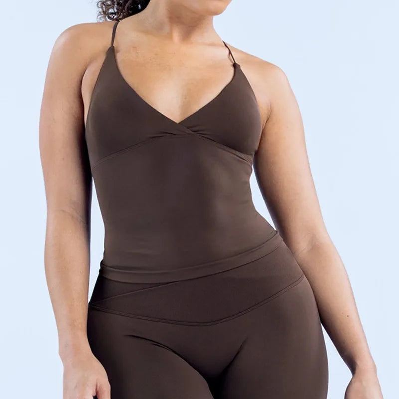 Women's Cross-Back Sports Vest - Padded Seamless Gym Camisole