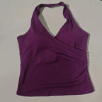 Women's V-Neck Sports Bra - Halter Neck Yoga & Gym Top