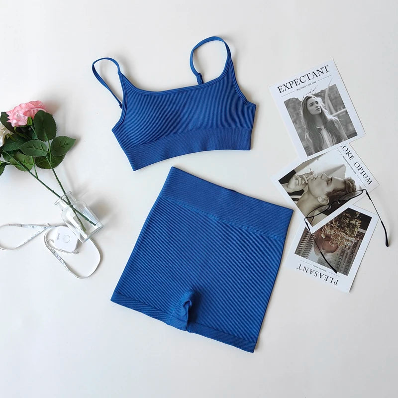 VYRENA Studio Set — Seamless Sports Bra, Crop Top & Leggings