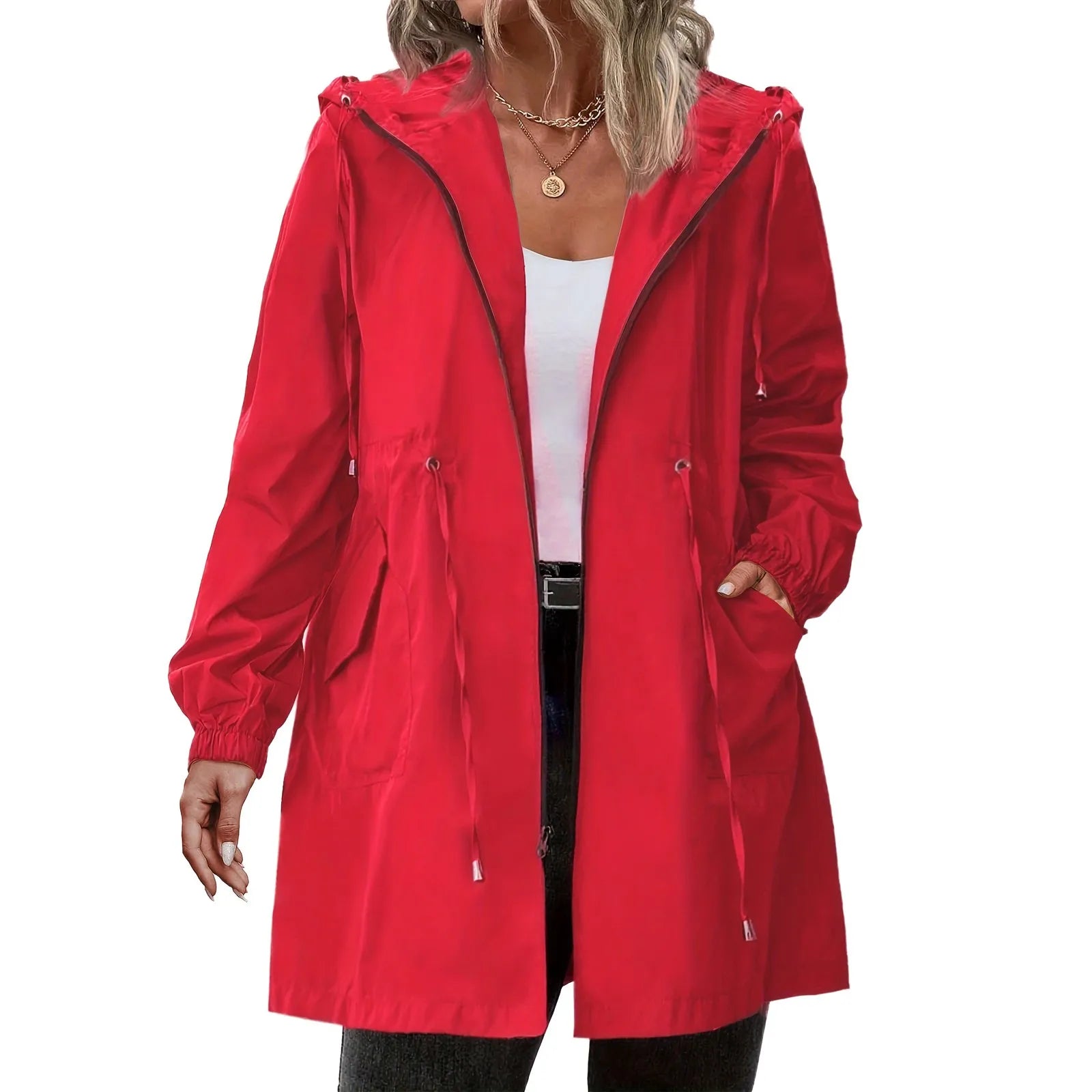 VYRENA Hooded Trench Coat | Women's Long Casual Windbreaker