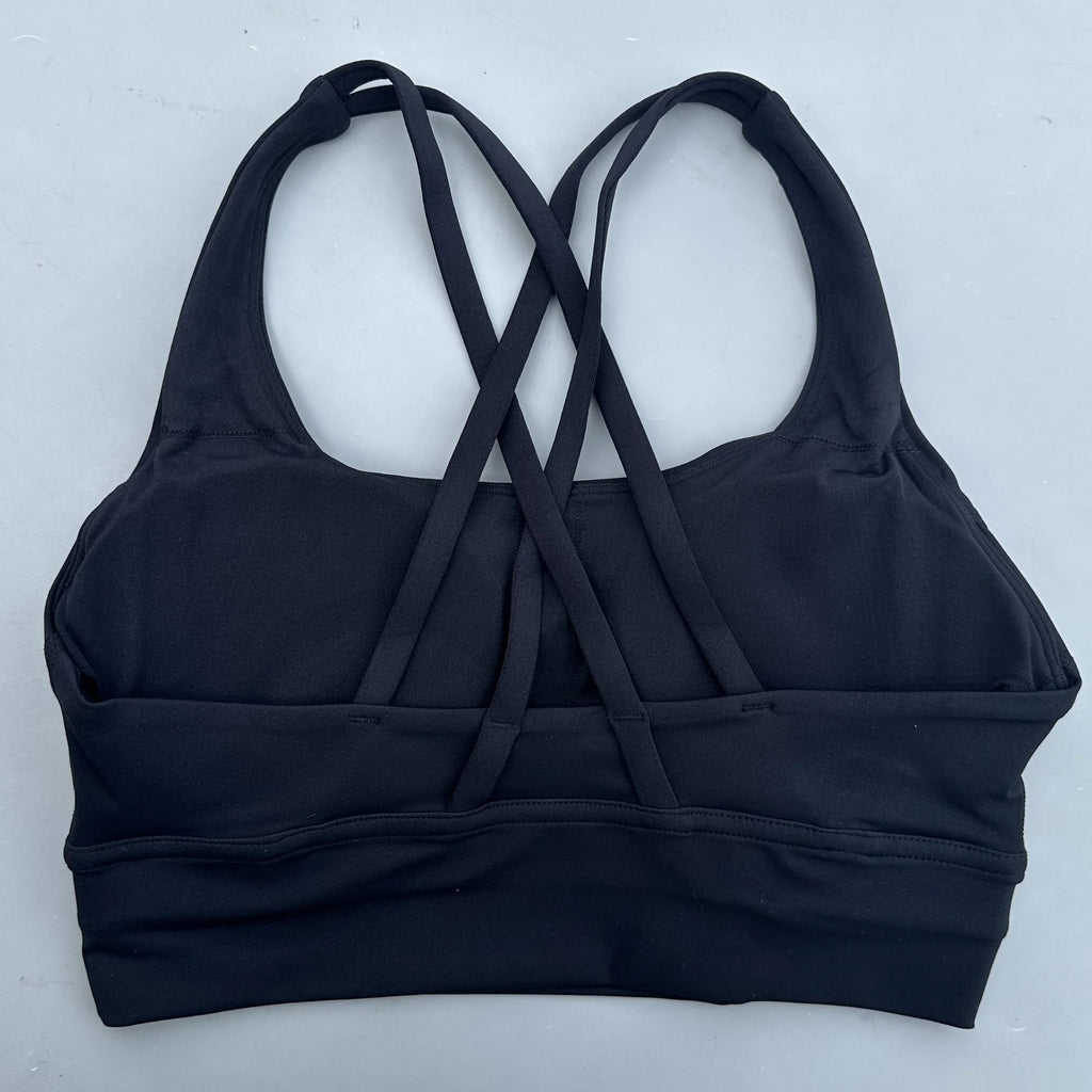 VYRENA Cross-Back Fitness Bra — Shockproof High-Strength Gym Sports Top