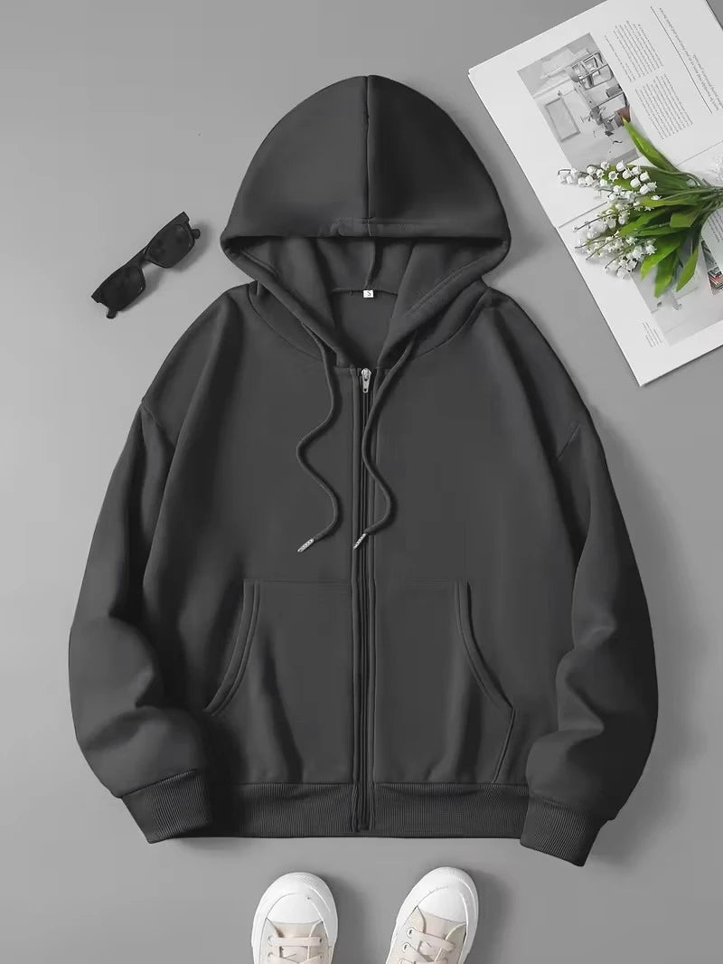 VYRENA Zip Pocket Oversized Hoodie | Women's Pullover Gym Sweatshirt