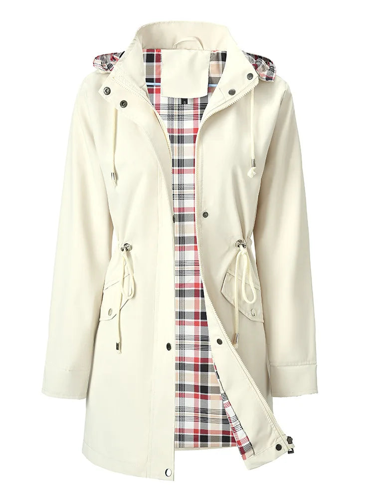 VYRENA Plaid Lined Trench Coat | Women's Water Repellent Long Jacket