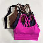 VYRENA Cross-Back Fitness Bra — Shockproof High-Strength Gym Sports Top