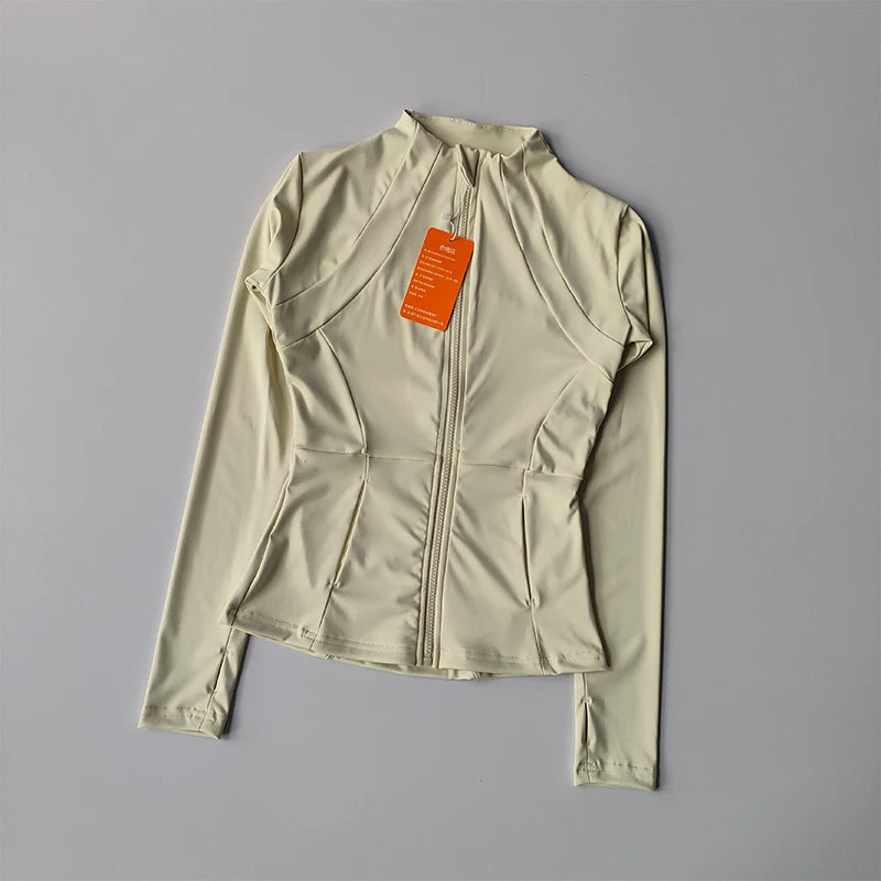 VYRENA Slim Zip Gym Jacket | Women's Long Sleeve Workout Cardigan