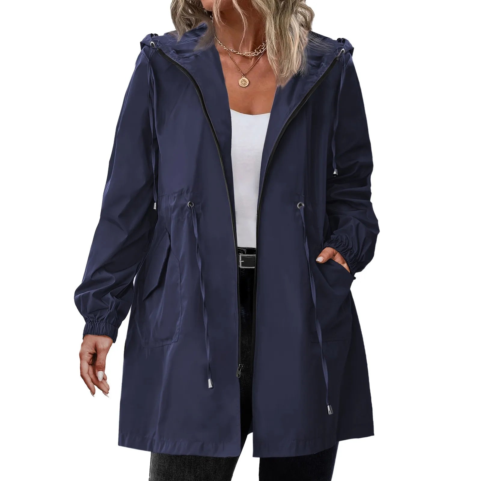 VYRENA Hooded Trench Coat | Women's Long Casual Windbreaker