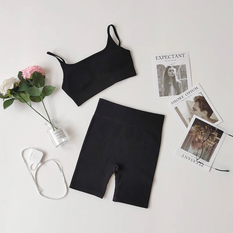 VYRENA Studio Set — Seamless Sports Bra, Crop Top & Leggings