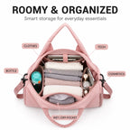 Women's Gym Bag with Shoe Compartment - Lightweight Weekender Duffel