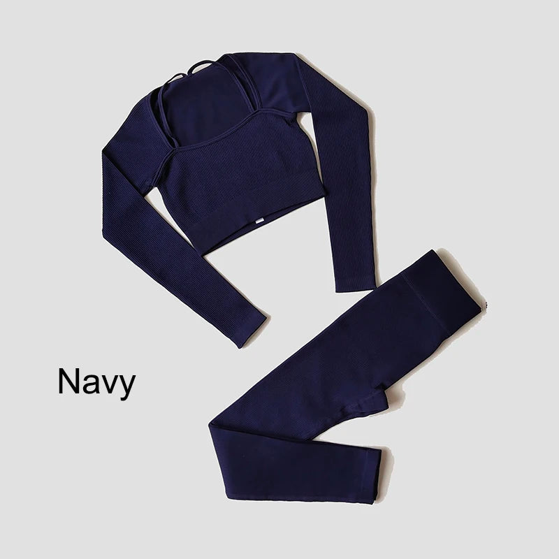 VYRENA Seamless Set — Sports Bra, Crop Top & Leggings
