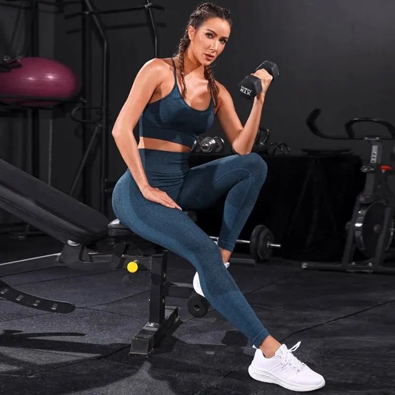 VYRENA Seamless Leggings Set — 2-Piece Women's Gym Tracksuit