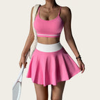 VYRENA Gym Bra & Skirt Set — 2-Piece Quick-Dry Yoga Tracksuit