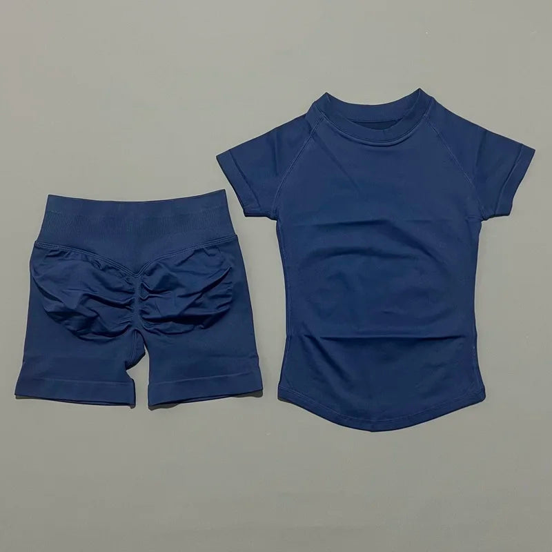 VYRENA Active Set — Short Sleeve Sports Bra & Shorts