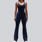 Seamless Yoga Jumpsuits for Women Beauty Backless Color-Blocked Jumpsuits Hip-Lifting Flared Naked Feel Gym Workout Bodysuits