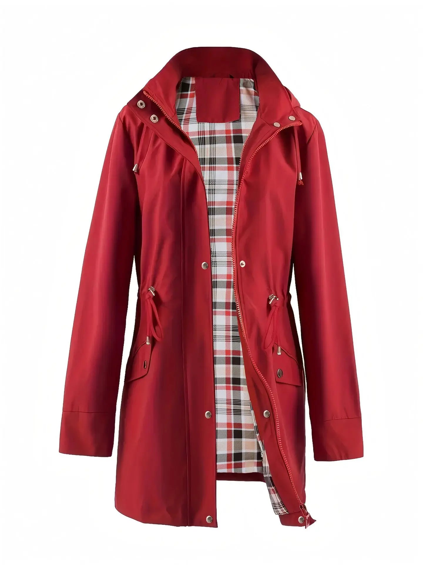 VYRENA Plaid Lined Trench Coat | Women's Water Repellent Long Jacket