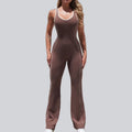 Seamless Yoga Jumpsuits for Women Beauty Backless Color-Blocked Jumpsuits Hip-Lifting Flared Naked Feel Gym Workout Bodysuits