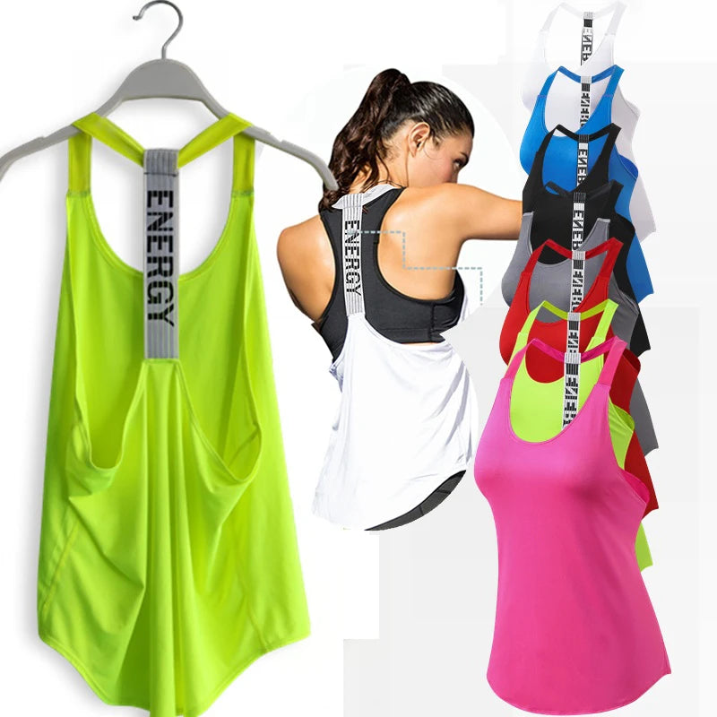 VYRENA Letter Gym Vest — Women's Sleeveless Backless Yoga Top