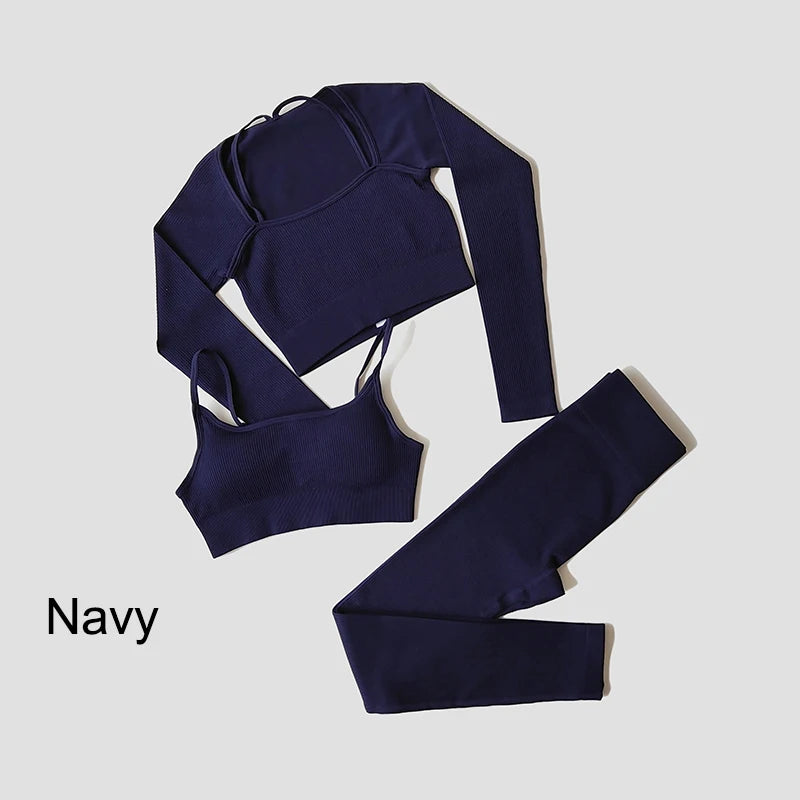 VYRENA Seamless Set — Sports Bra, Crop Top & Leggings
