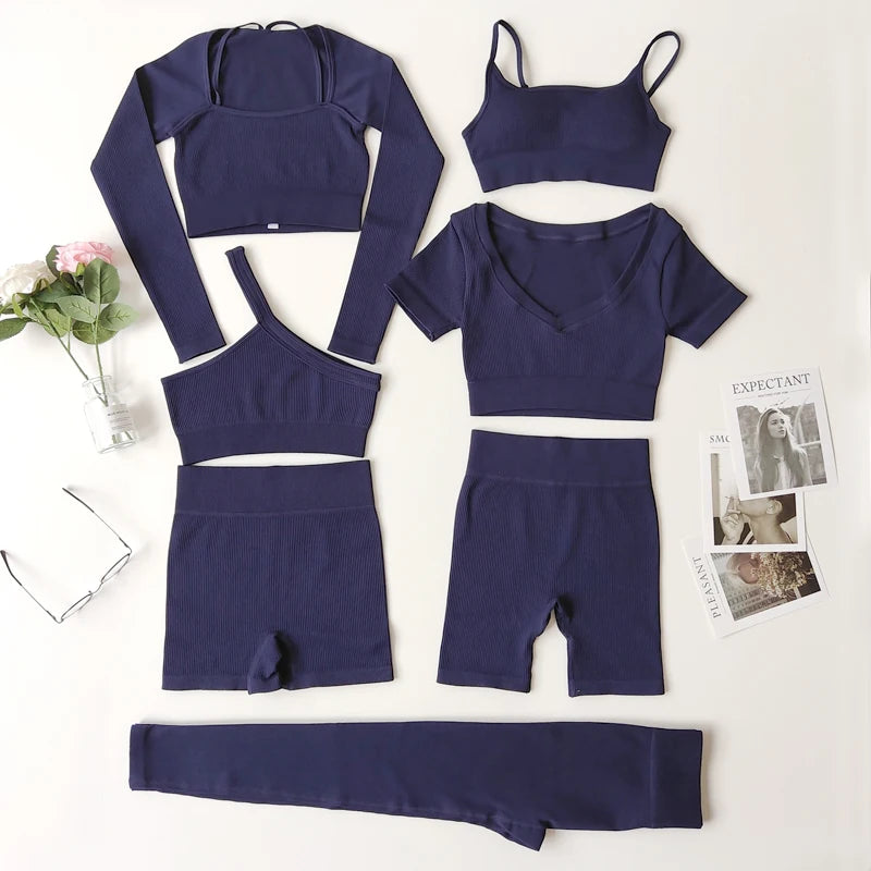 VYRENA Studio Set — Seamless Sports Bra, Crop Top & Leggings