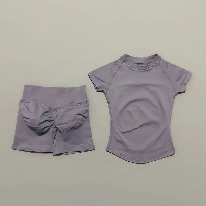 VYRENA Active Set — Short Sleeve Sports Bra & Shorts