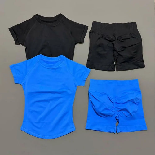 VYRENA Active Set — Short Sleeve Sports Bra & Shorts