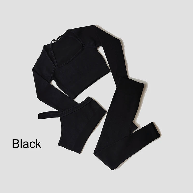 VYRENA Seamless Set — Sports Bra, Crop Top & Leggings