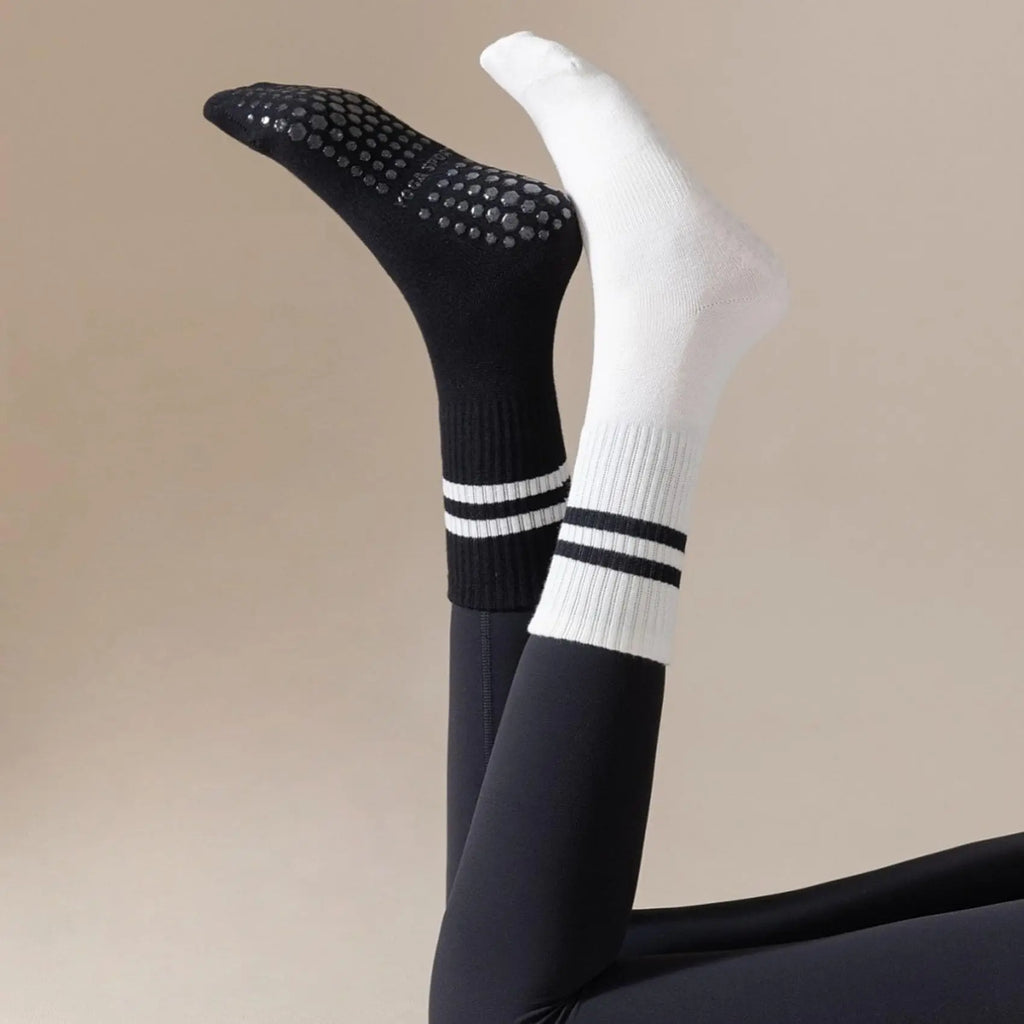Women's Pilates Grip Socks 2 Pack - Non-Slip Yoga Socks for Barre & Gym