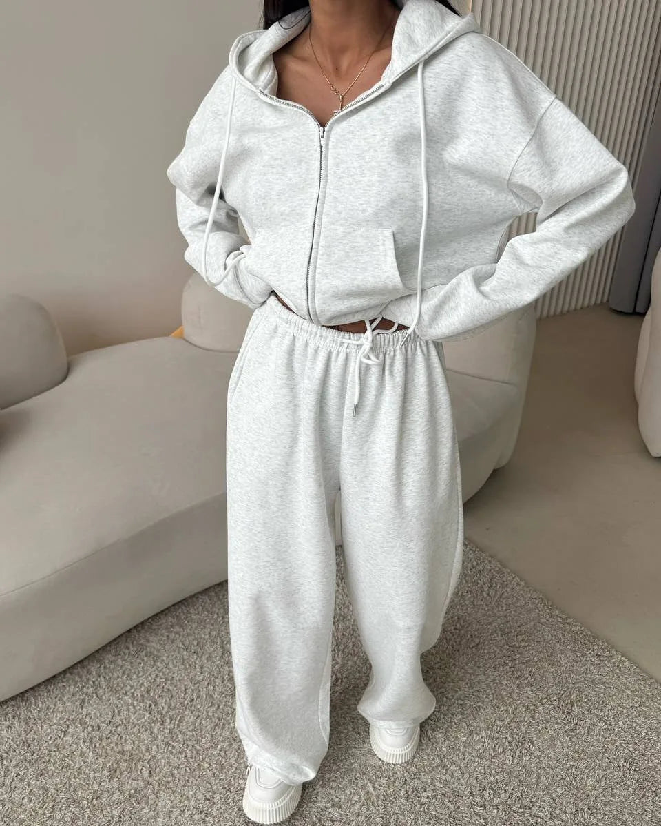 VYRENA Hooded Cardigan Set — Women's 2-Piece Zip Lounge Set